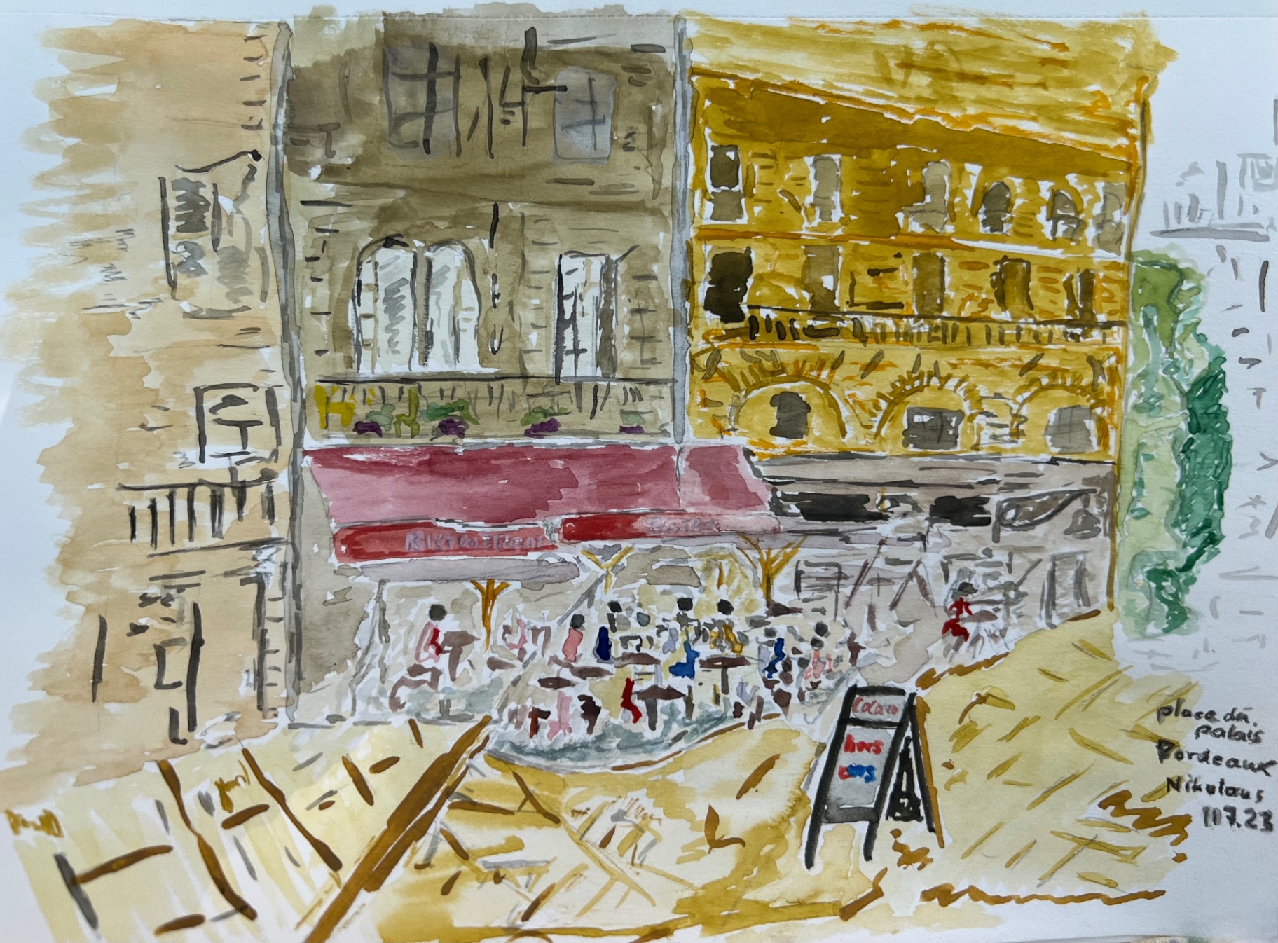 Place du Palais, Bordeaux — Aquarell von Nikolaus
