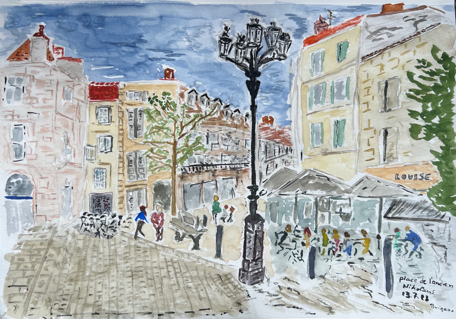 Place de l'ancien, Périgueux — Aquarell von Nikolaus